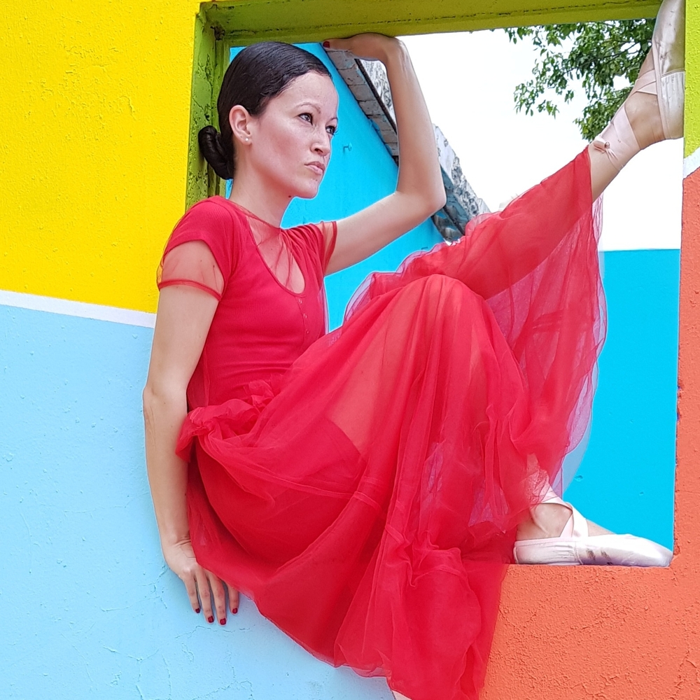 Red Sheer Tulle Maxi Dress - Women